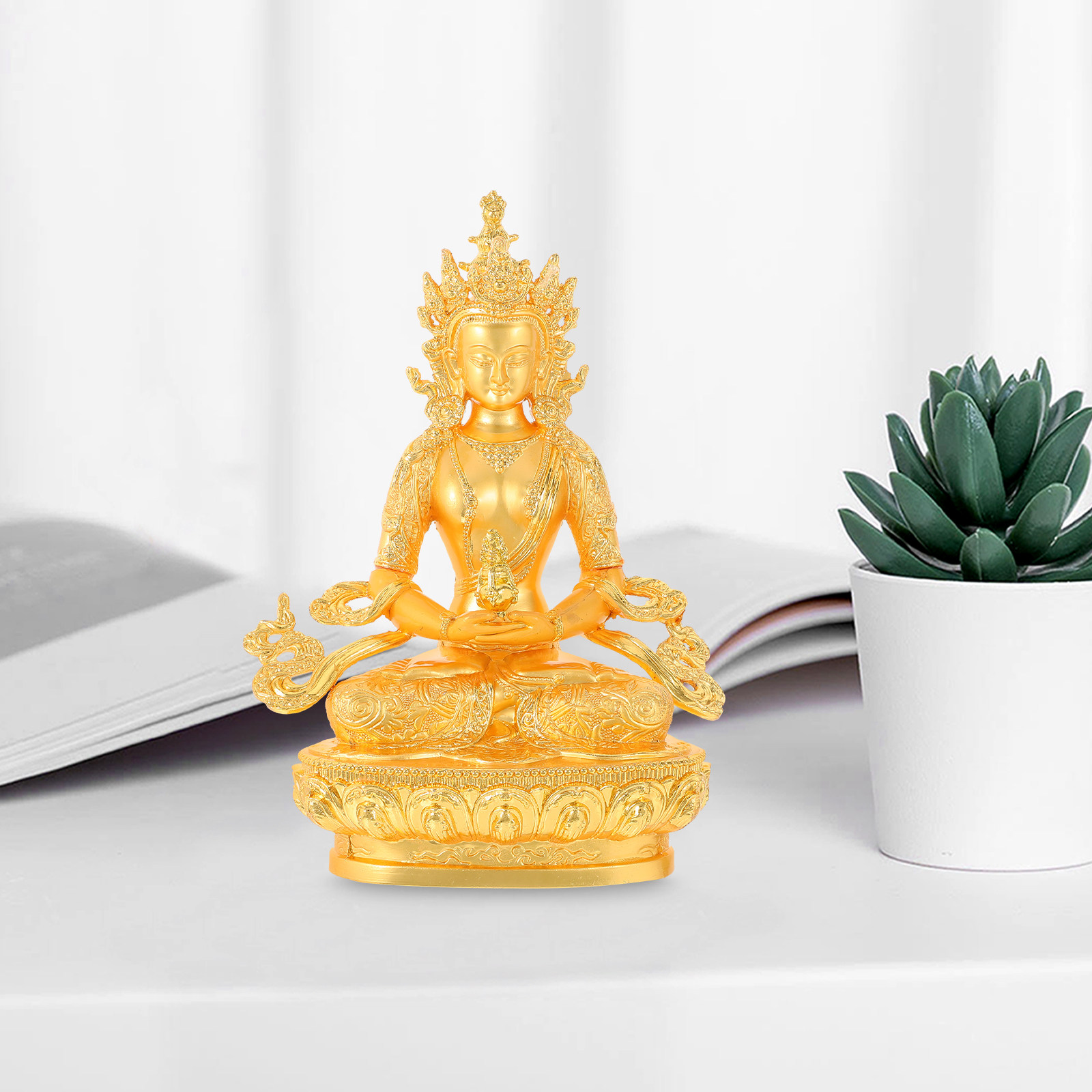 Home Office Feng Shui - Miniature Metal Buddha Statue Longevity Symbol