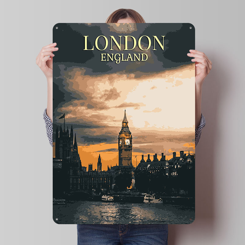 Home Office London - Vintage London Tinplate Posters Customizable Wall