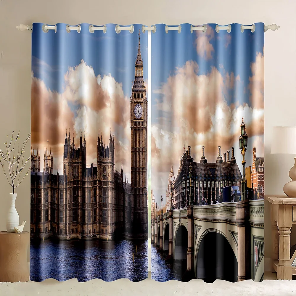 Home Office England - London Building Window Curtains Big Ben