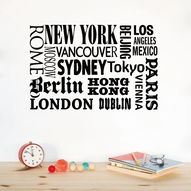 Home Office London - New York London Paris Quote wall