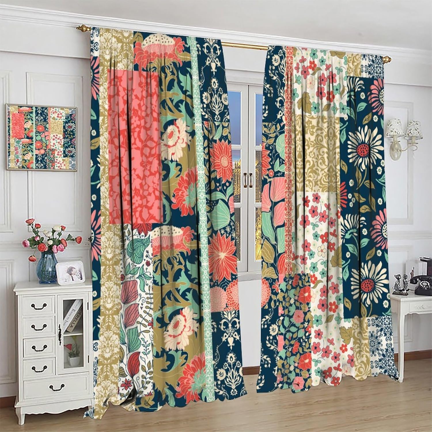 Boho Patchwork Floral Curtains - Home Office England recension och pris
