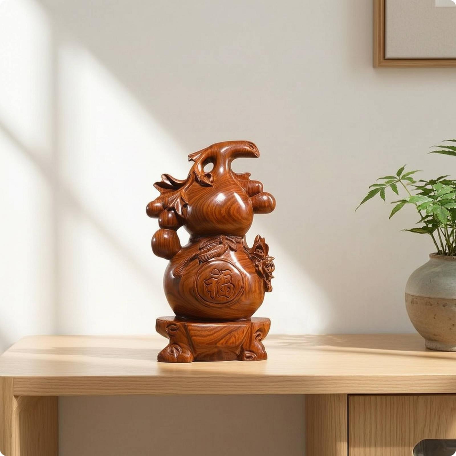 Elegant Rosewood Gourd Sculptu - Home Office Feng Shui recension och pris