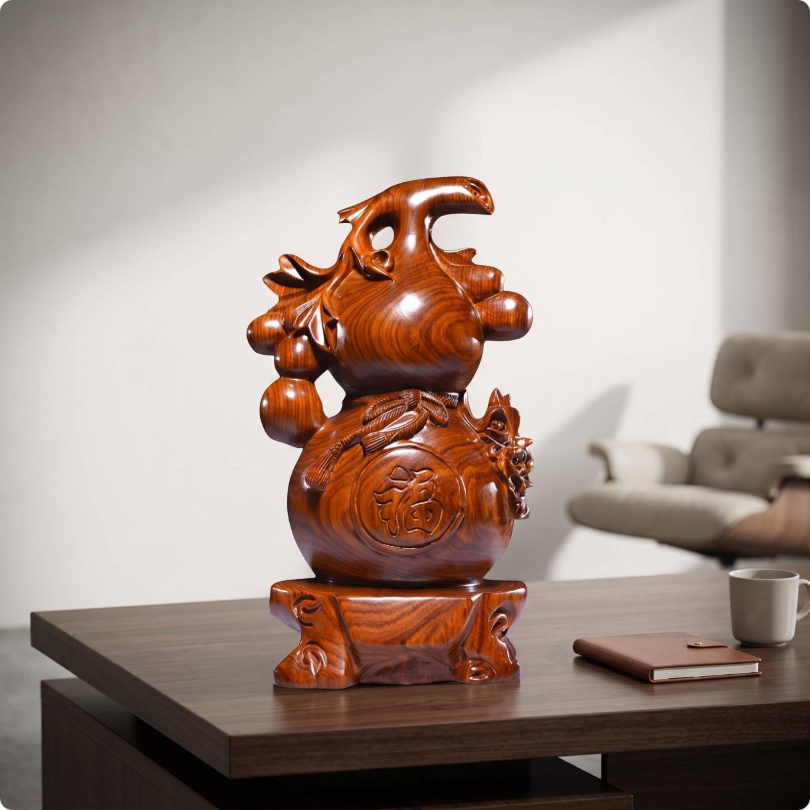 Elegant Rosewood Gourd Sculptu - Home Office Feng Shui recension och pris